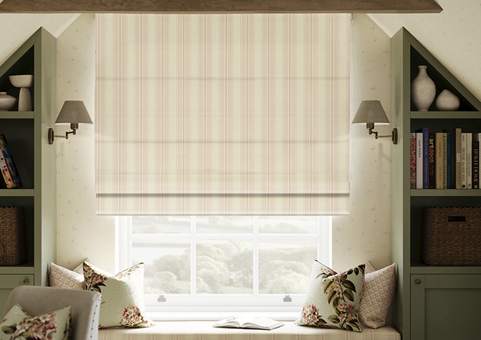 Trellis Prints, Noble Stripe Rosies Pink - Twist&Fit Roman Blind - Image 3